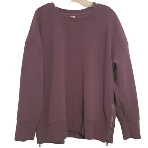 Te Verde | Women's Purple Side Zipper Crewneck Sweatshirt (Size XL)
